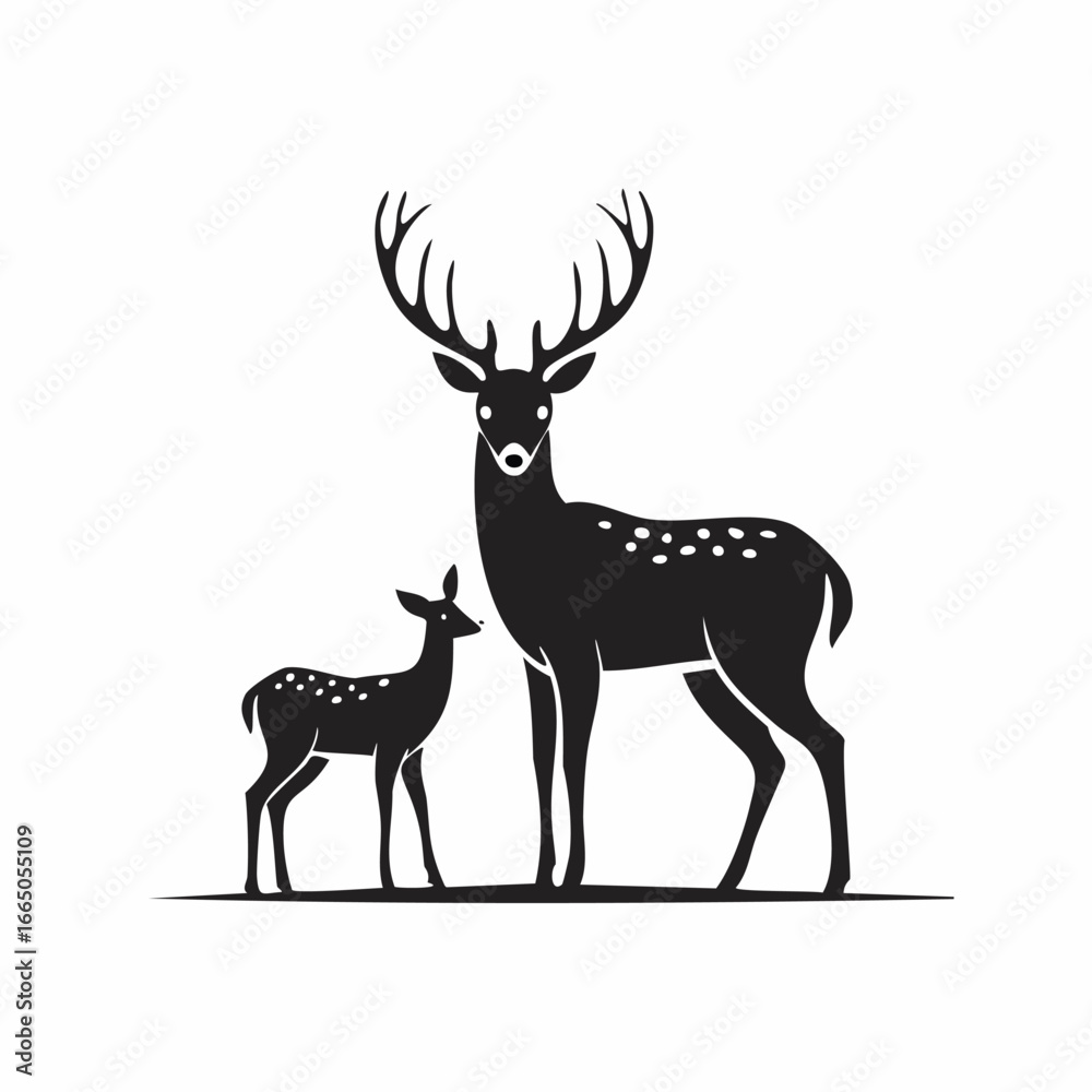 Fototapeta premium Majestic stag with fawn spotted pattern deer antlers