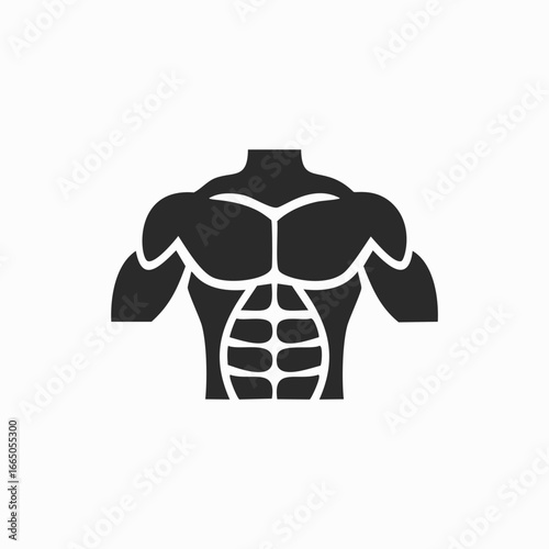 Muscular torso with defined abdominal muscles chest muscles deltoids