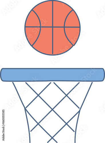 Orange basketball hoop with net sport game