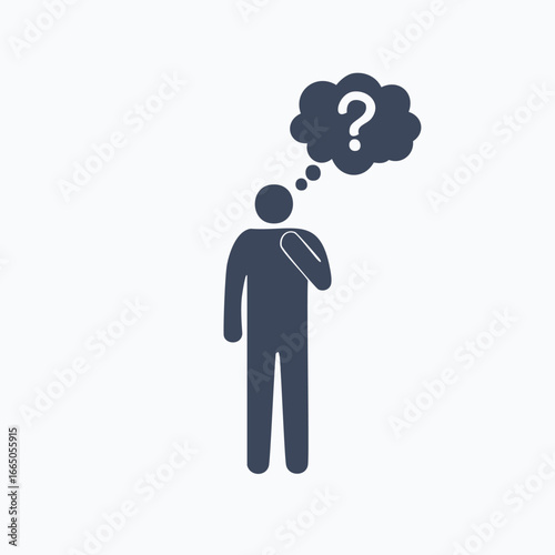 Person thinking with question mark thought bubble vector