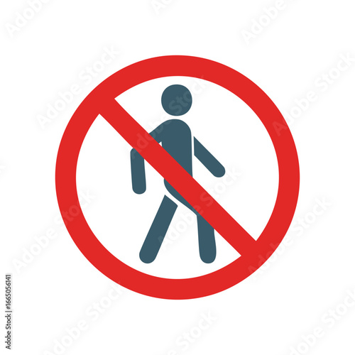 Red prohibition sign with pedestrian icon no entry forbidden