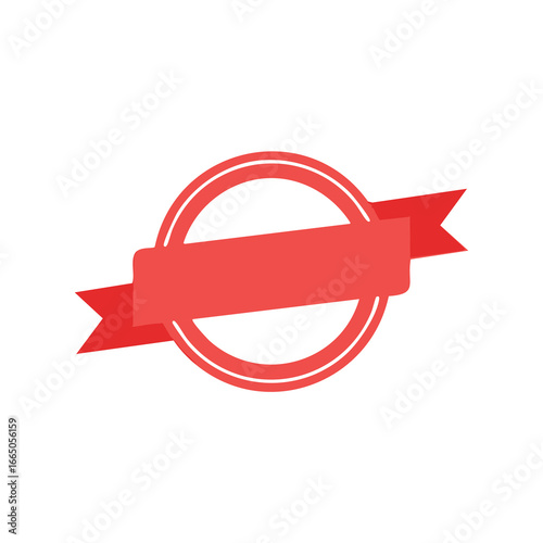 Red Ribbon Banner With Circular Frame vector