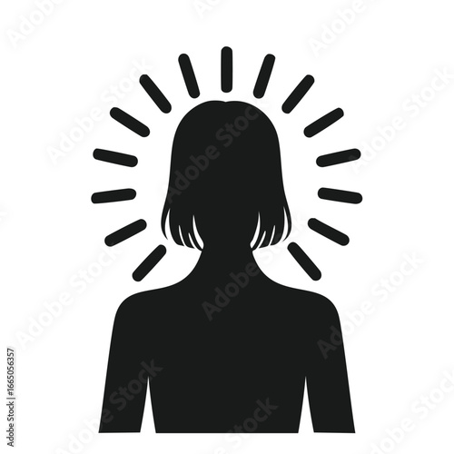 Silhouette of person with radiating lines around head aura