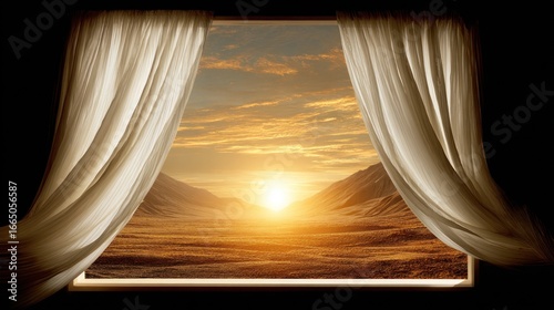 Sunrise view through a window
