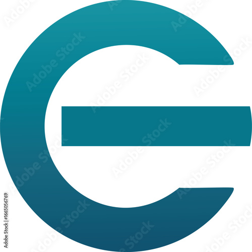 Teal gradient circular shape with horizontal bar abstract circle