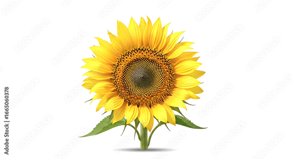 Obraz premium A vibrant yellow sunflower in full bloom, showcasing its intricate center and bright petals, isolated a clean, perfect for summer themes and nature photography