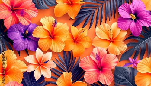 Vibrant Hibiscus Tropical Flowers.