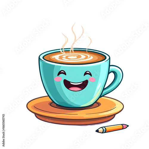 Wallpaper Mural Cute cartoon coffee cup with happy face isolated on transparent background design Torontodigital.ca