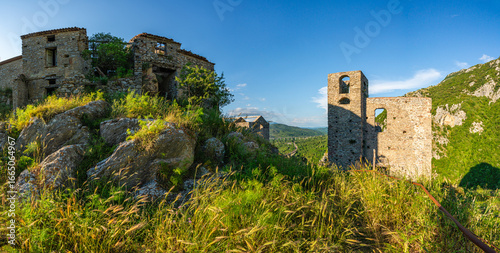 Fototapeta Naklejka Na Ścianę i Meble -  Ruins of the medieval village of San Severino da Centola. Near Palinuro, Cilento, Campania, Italy.