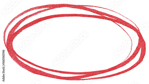 Red oval shape with textured lines