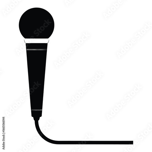 Black and White Microphone Illustration for Podcast Recording Studio or Karaoke Night Design Template