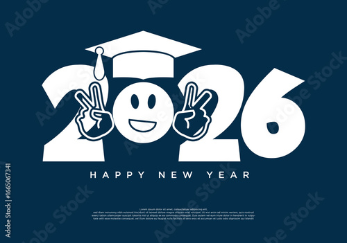 illustration of 2026 new year numbers with a school toga concept, for a unique 2026 new year celebration.
