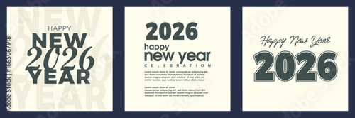 Happy New Year 2026 Vector Design. poster with unique concept. Premium design for greetings, banners, posters, calendars or social media posts.