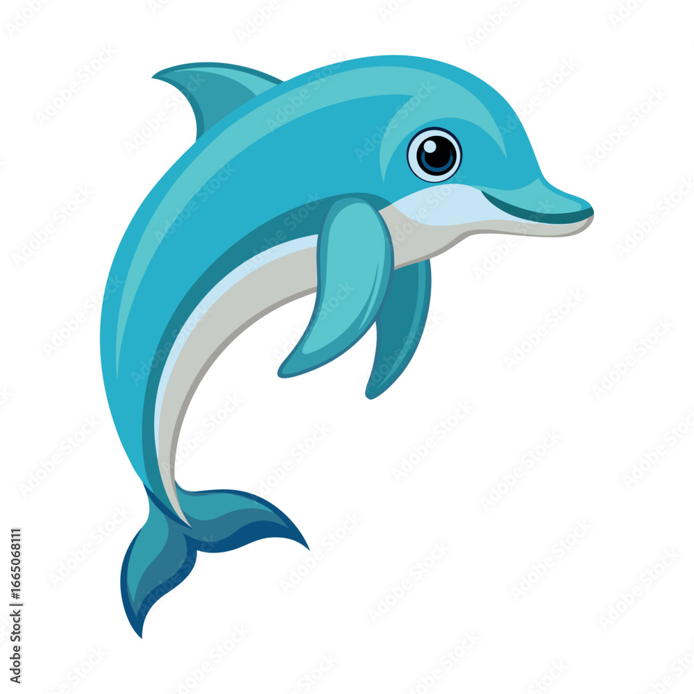 Fototapeta premium Dolphin silhouette vector icon and illustration