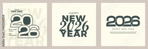 Simple color happy new year 2026, latest simple vector background with cut number concept in simple color. Premium vector background for banners, posters and 2026 calendars.