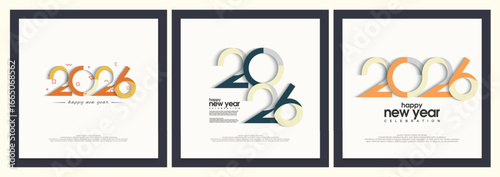 Happy new year 2026 with typography logo. 2026 new year celebration. Premium vector design for banners, posters and 2026 new year celebrations.