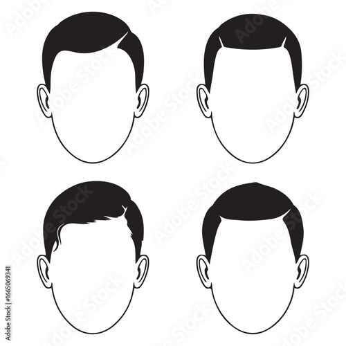 Modern Men’s Haircut Silhouette Vector Collection for Stylish Hairstyle Design