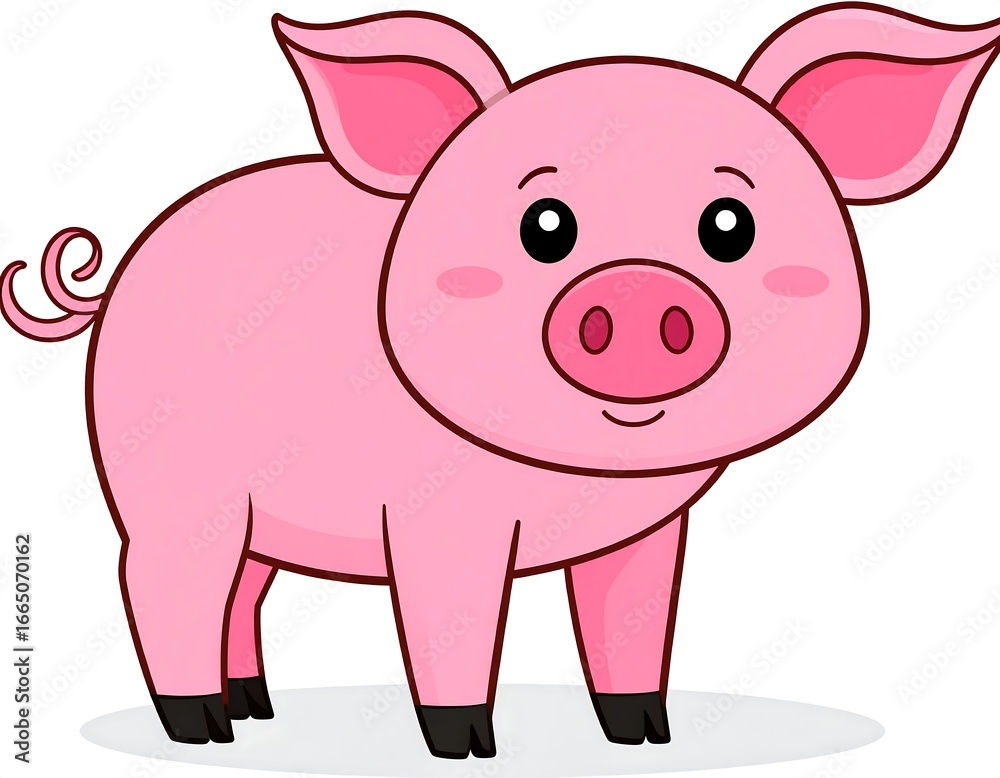 Fototapeta premium Cute pink pig illustration (1)