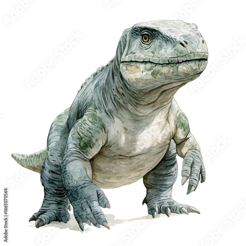 Pachycephalosaurus, watercolor vector, isolated on a white background.