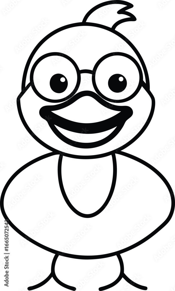 Fototapeta premium Cartoon chick wearing glasses and smiling