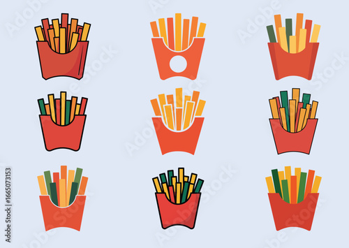 French fries Vector Set