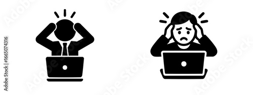  Workaholic and workaholism. Busy, rushed, fill icon and vector illustration 