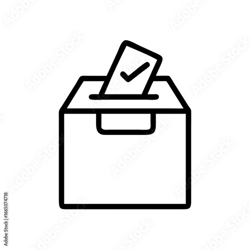 Ballot box with ballot paper and checkmark for voting process  
