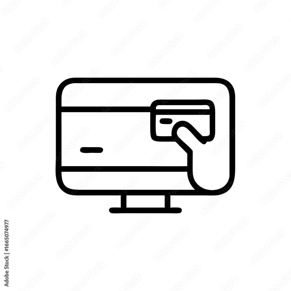 Hand holding credit card near computer screen for online payment  