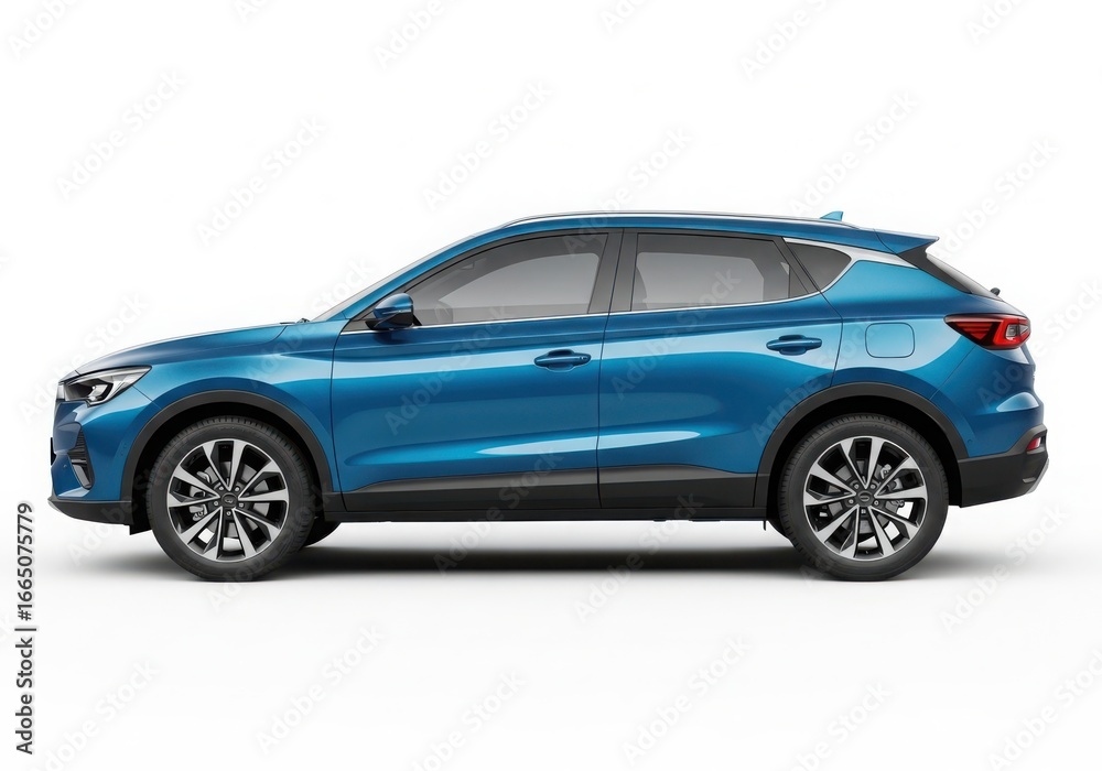 Obraz premium Blue crossover car isolated on white background