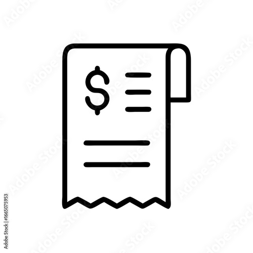 Receipt with dollar sign and blank spaces for itemization  
