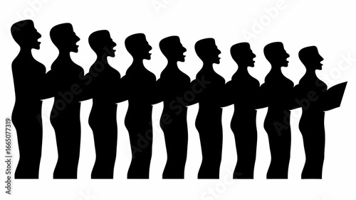 Seamless pattern featuring silhouettes of construction workers with crossed arms and hard hats repeated regularly | editable eps vectors