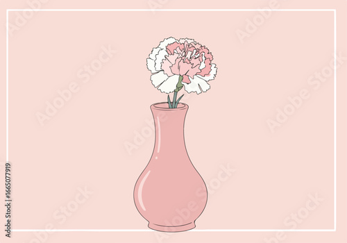 Vase Holding a Flower on Pink, Graphic Use