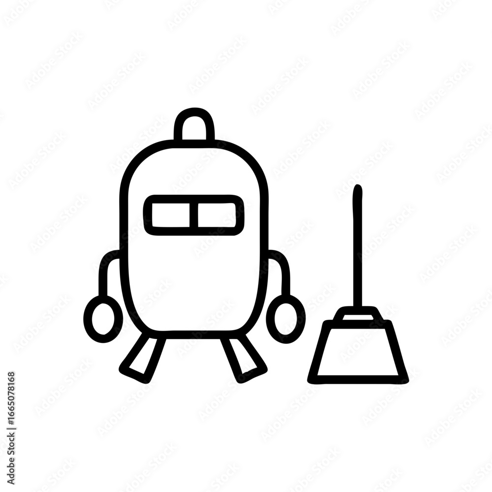 Obraz premium Robotic vacuum cleaner and its charging station in minimalist design 