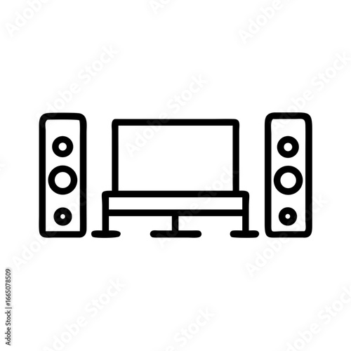 Home theater system with speakers and television in modern design  
