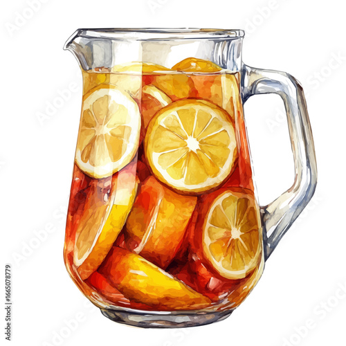 watercolor vector of Lemonade Pitcher, isolated on a white background.