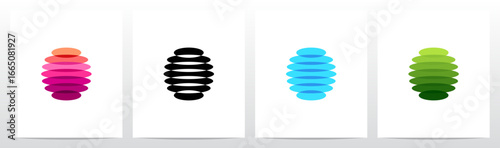 Transparent Colorful Stack Layer Initial Letter Logo Design O