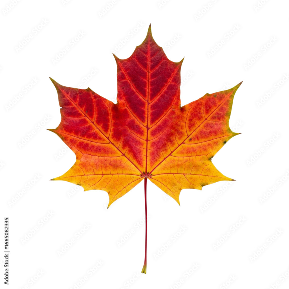 Obraz premium Vibrant autumn maple leaf isolated on transparent background