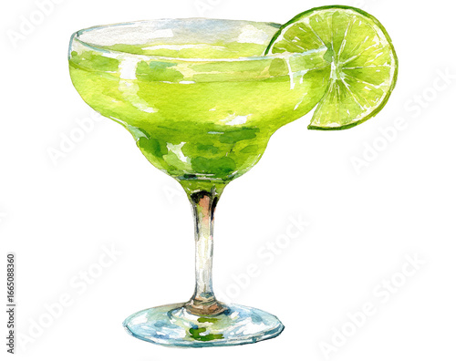 Vibrant green margarita in a classic glass