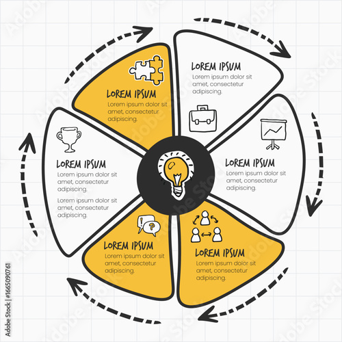Hand Drawn Circular Infographic Diagram with Business Icons