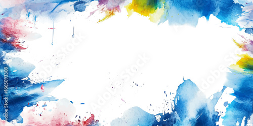 Digital watercolor artwork featuring vibrant colorful brushstroke textures, abstract painting design, artistic blended splashes, modern decorative background.