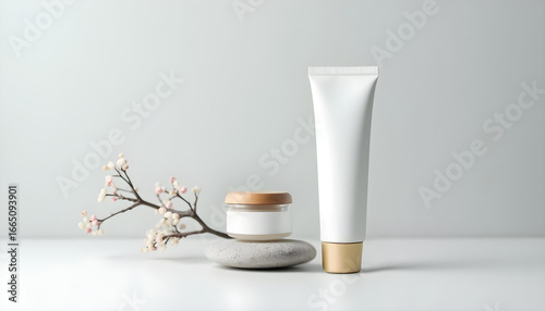 White skincare cream tube for beauty and cosmetic product branding