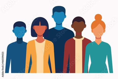 Diverse Group of People Illustration of Faceless Characters with Varying Skin Tones and Hair