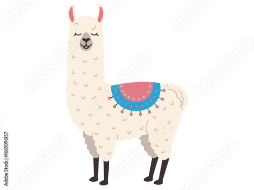 Cute lama Vector illustration white background