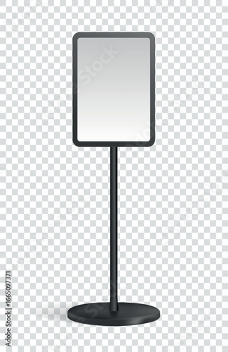 Information stand on a leg for a cafe, restaurant, hotel lobby, in the hospital. Menu stand at the entrance to the cafe