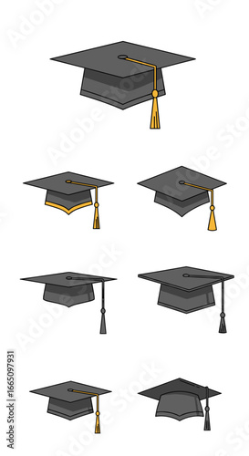 Academic graduation mortarboard hats for educational achievement celebrations