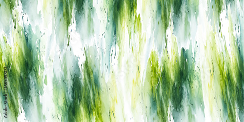Lush green digital watercolor painting with abstract brushstroke textures, vibrant artistic splashes, soft blended strokes, modern decorative background.