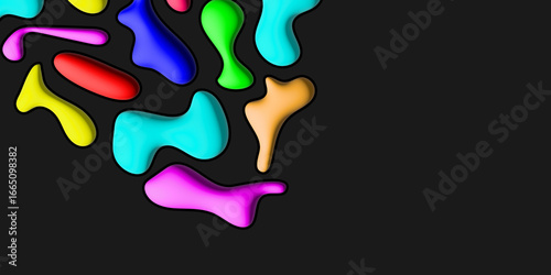 Colorful Abstract Fluid Shapes on Black Background