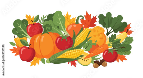 Autumn Harvest Vegetables and Fruits.