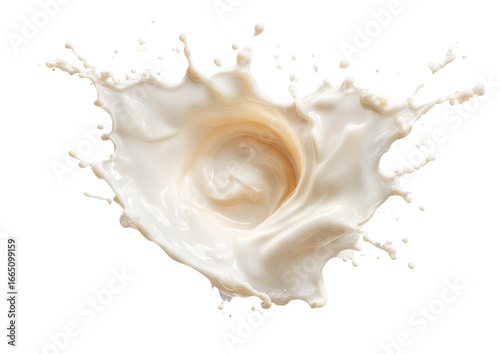 Creamy milk splash, radiating outward from a center pool