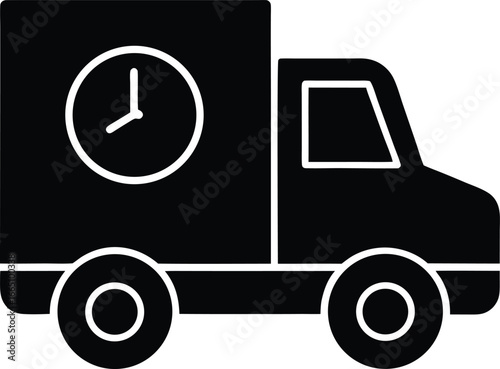 Delivery Time Clock Silhouette Vector Art Illustration